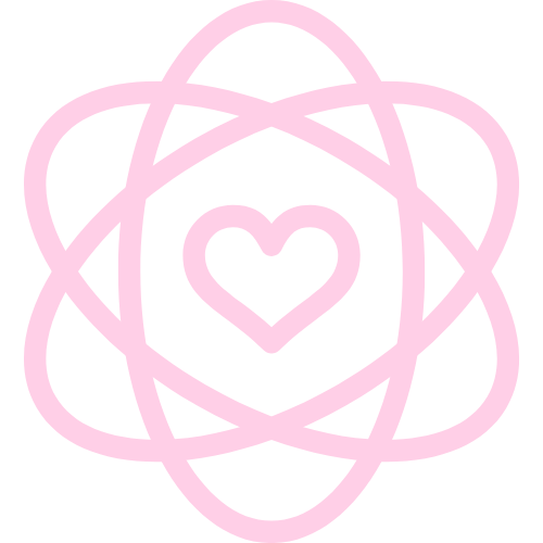 An atom-like structure that has a heart in it