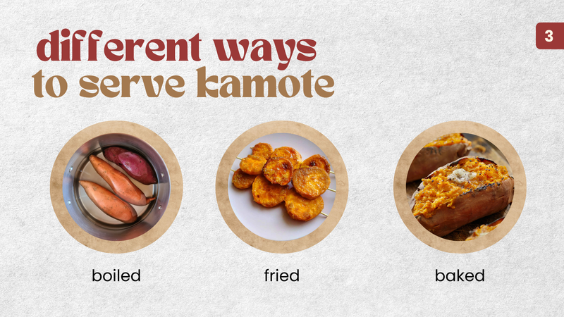 A pubmat about different ways of serving kamote