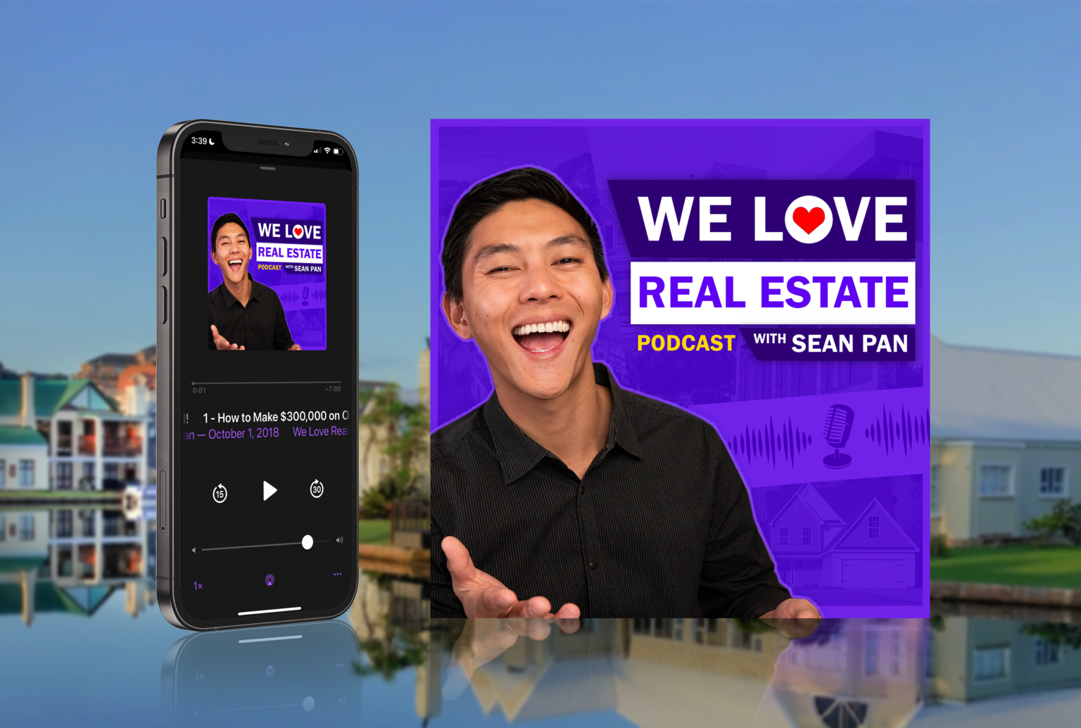 A mockup of an advertisement for a podcast